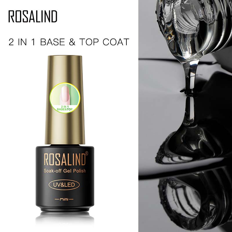 ROSALIND 2 в 1 базовый и верхний слой гель-лака яркий для дизайна ногтей светодиодная/УФ-лампа