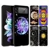 Жесткий ПК чехол для телефона Samsung Galaxy Z Flip 7 6 5 4 Черная крышка для Galaxy Z Flip 3 Складной противоударный Забавный мешок с изображением лица Солнца и Луны