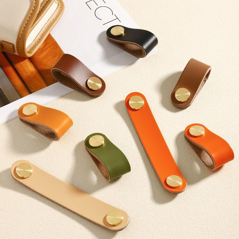 Wardrobe Eco-Friendly Leather Door Handles Cabinet Handle Drawer Pull Knobs Furniture Handle