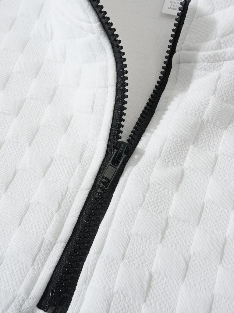 Мужская тактическая флисовая толстовка на молнии в клетку с воротником-стойкой