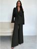 2025 Осень/Зима Элегантный женский комплект с V-образным вырезом и длинными рукавами, широкие брюки