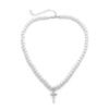Retro Imitation Pearl Inlaid Rhinestone Cross Pendant Necklace For Men and Women Fashion Jewelry Daily Accessories