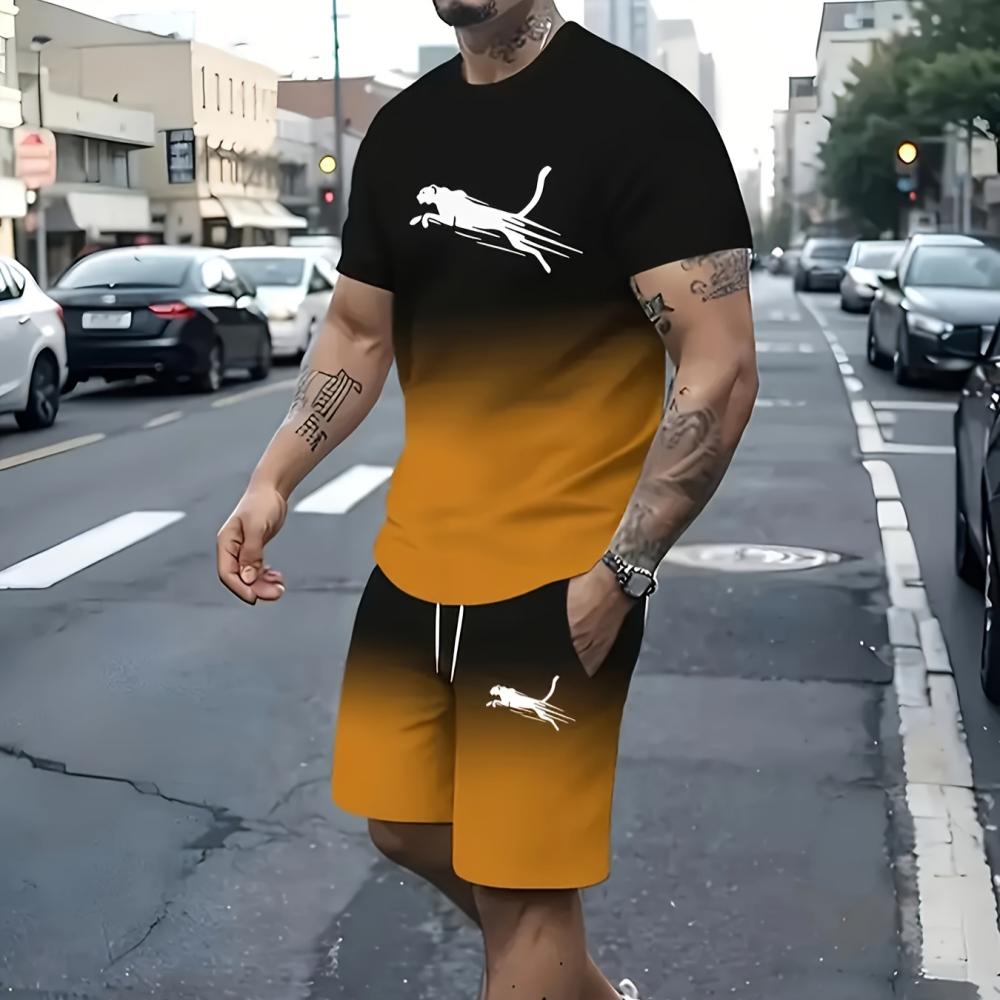 3D цифровая печать мужские модные шорты с коротким рукавом комплект для улицы мужские спортивные шорты летняя повседневная мужская футболка
