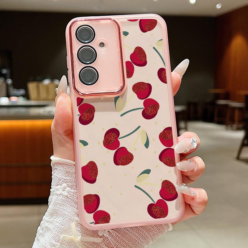 Large Cherry Print Case For Samsung Galaxy S24 S21 FE S25 S24 S23 Ultra A56 A55 A54 A15 A16 A25 A35 A36 A53 Soft TPU Phone Cover