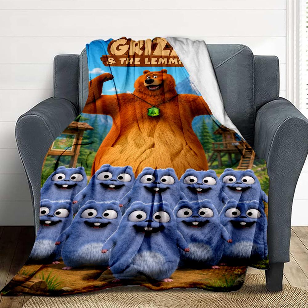 Фланелевое одеяло Grizzly Lemmings Плед Мягкое Теплое Диван Кровать Палатка Домашний Декор Покрывало Всесезонное Использование Подарок