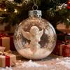 Snow Sphere Hanging Ornament Christmas Snow Scene Angel Ornament Clear Xmas Ball Decoration for Christmas Tree Home Winter Holiday Party