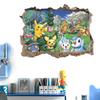 3D Мультяшные Наклейки на Стену с Эффектом Трещины Детская Комната Наклейки на Стену Покемон Детская Комната Украшение Живопись Фон Фреска