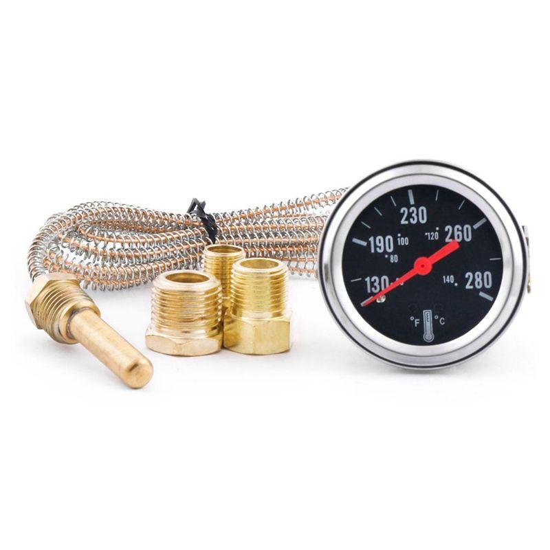 AEF3-2Inch 52MM Mechanical 12V Water Temp Gauge 50-140℃/130-280℉ Water Temperature Gauge Car Meter With Sensor