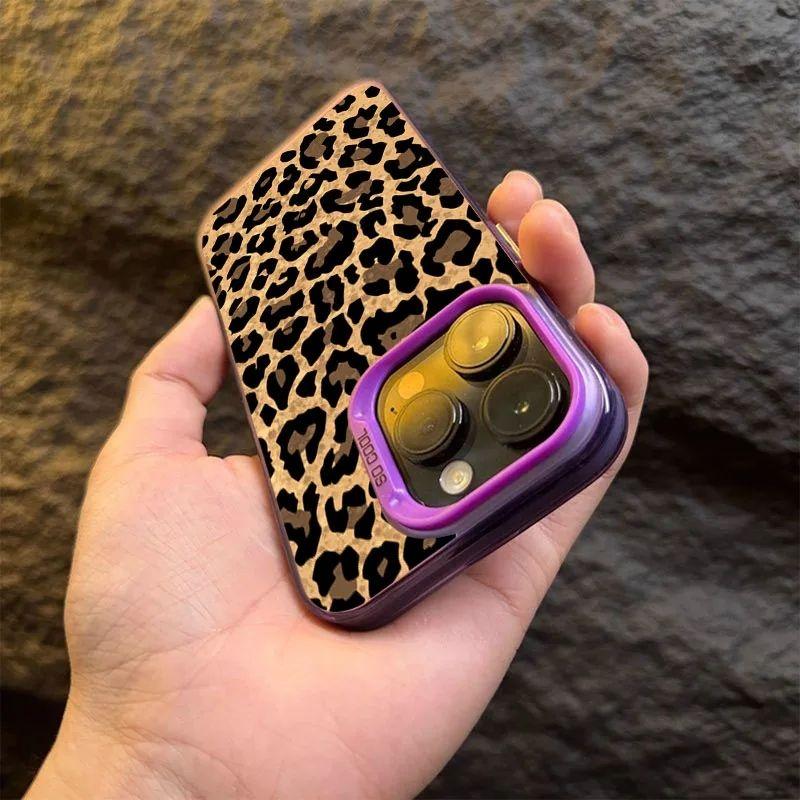 Коричневый леопардовый противоударный защитный чехол для телефона iPhone Max 15 14 13 12 11 Pro X XR XS 7 8 Plus защитное покрытие для линз