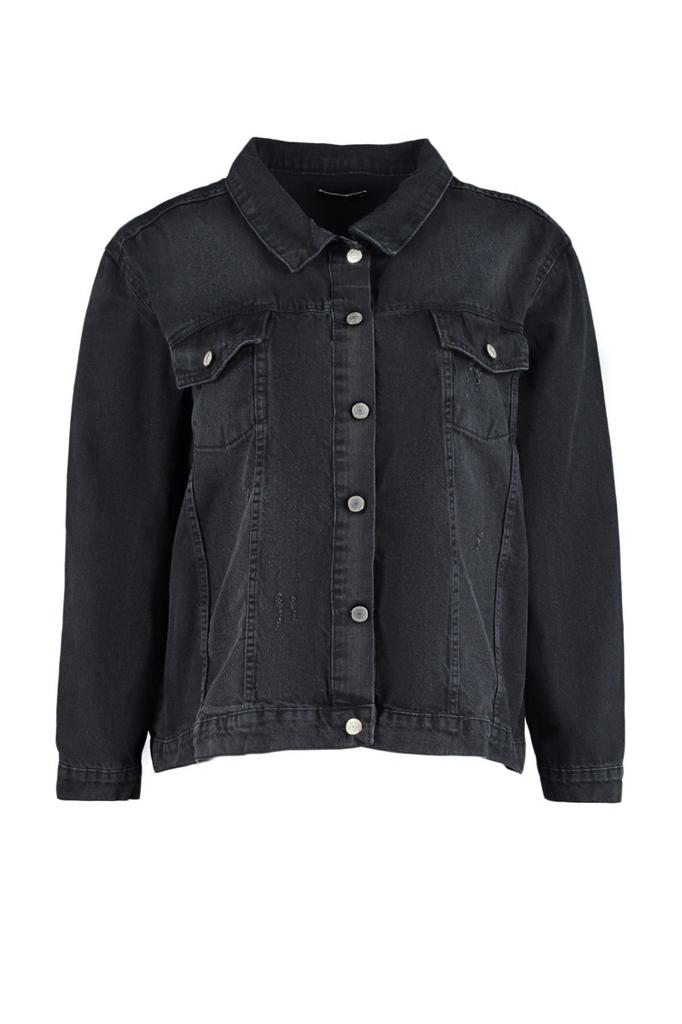 Women's Style Plus Size Anthracite Pocket Detailed Denim Jacket