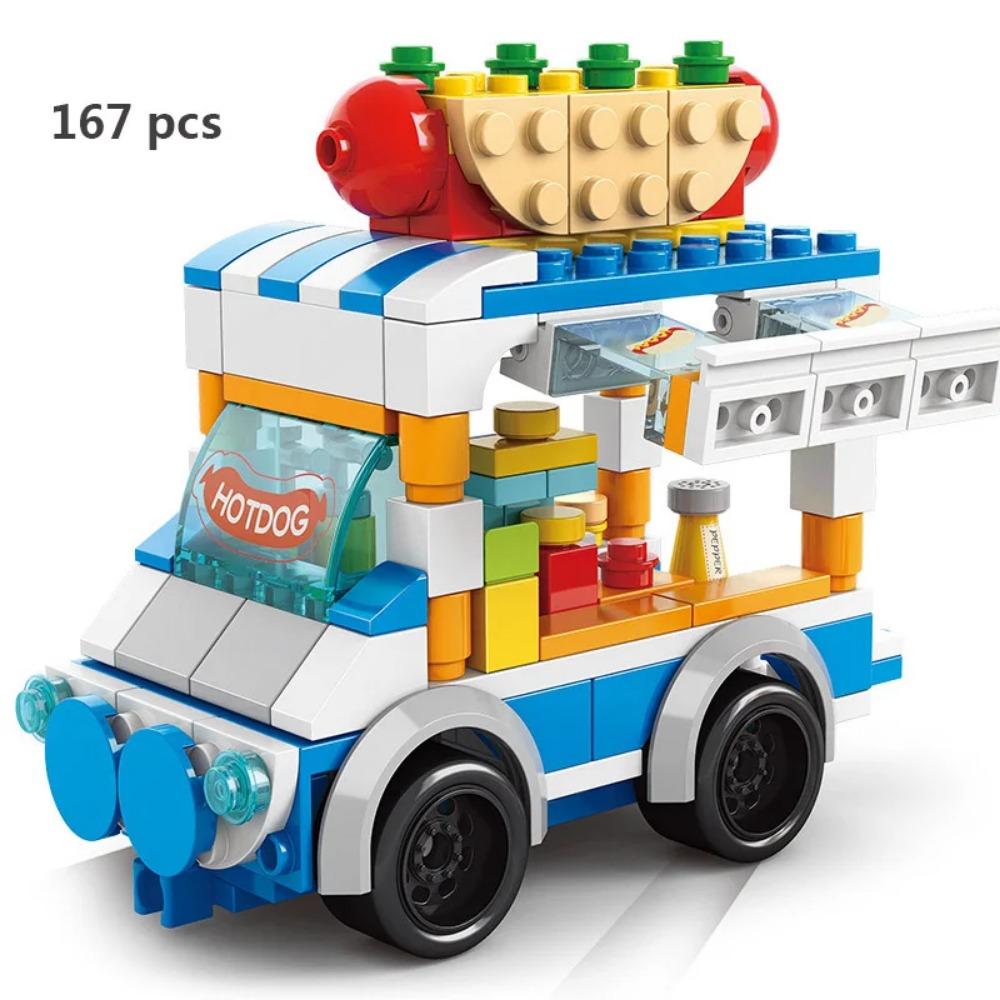 Мини-магазин, наборы для просмотра улиц, модельные строительные блоки, гамбургер, ресторан, розничный магазин, креативная архитектура, друг, город для девочек