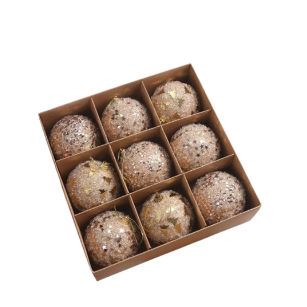 9pcs 8cm Glitter Christmas Balls Pendant Foam Xmas Tree Ornaments  Home Decoration