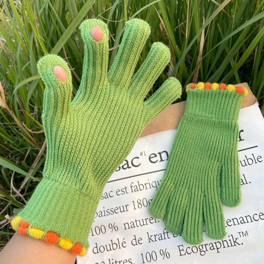 Зимние цветные вязаные перчатки для женщин Перчатки для сенсорных экранов Теплые вязаные перчатки с помпоном для улицы и дома с мягкой эластичной подкладкой для женщин