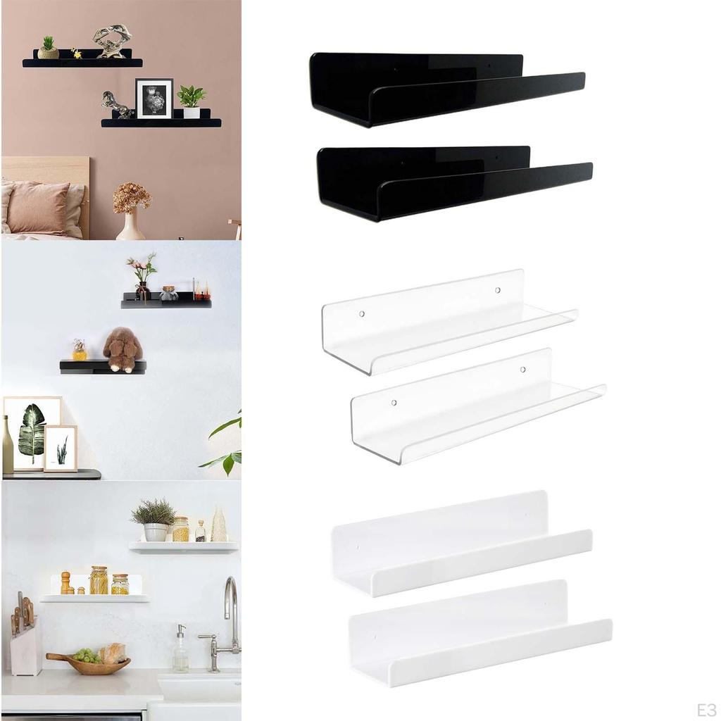 2 акриловые плавающие настенные полки, книжные полки для детей, органайзер, выступ