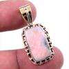 Natural Pink Opal Gemstone 925 Solid Sterling Silver Two Tone Pendant 1.50" N0G77