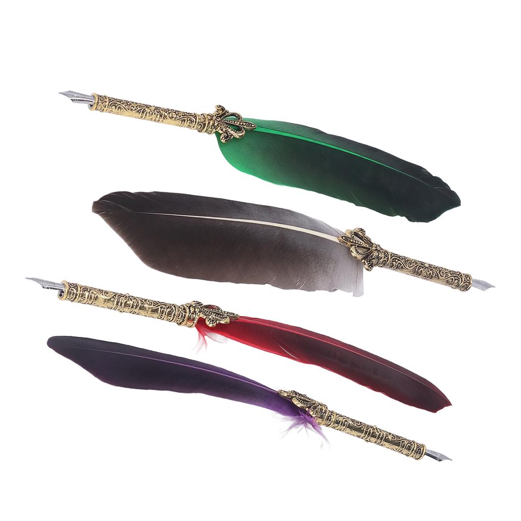 Ручка-гусиное перо из цинкового сплава, высокая гладкость, элегантные цвета, европейская ручка в стиле ретро для письма D