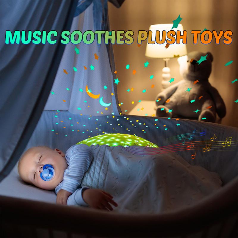 Kids Soft Toys Stuffed Sleep Led Night Lamp Stuffed Animal Plush Toys with Music Lamp Stars Projector Light Baby Toys for Girls Boy