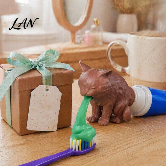 Funny Toothpaste Extruder 3D Printed Cat Cap, Vomiting Topper, Dispenser Creative for Kids Adults Bathroom Accessory Fun