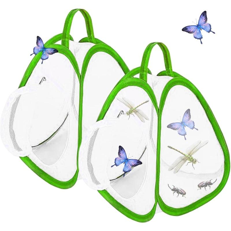 Клетка-террариум для насекомых и бабочек, домик для гусениц, всплывающий с ручкой, застежка-молния для детей во время игры на улице