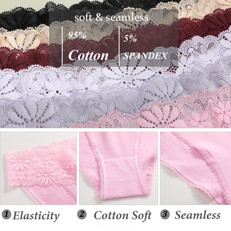2PCS Seamless Cotton Briefs Women's Flower Lace Panties Sexy Particular Breathable Underwear Female Stretch Erotic Lingerie S-XL