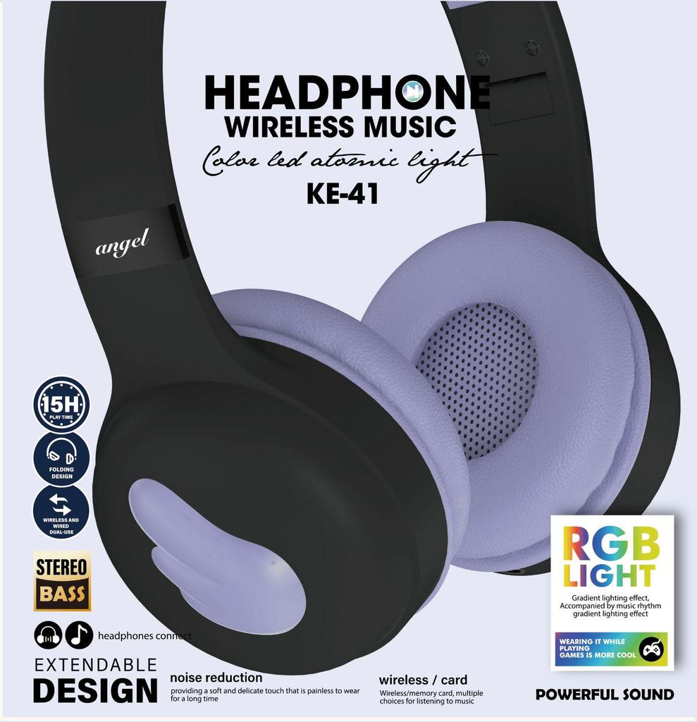 KE-41 Градиентные RGB Ангельские Крылья Полноразмерные Bluetooth-Наушники