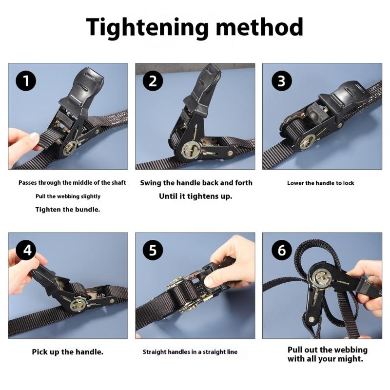 Extra Strong 300/500cm Ratchet Lashing Straps Polyester Webbing Secures Heavy Loads During Shipping for Moving Logistics