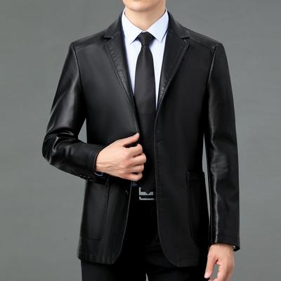 Натуральная кожаная куртка мужская осенне-зимняя дубленка для папы, большой размер, кожаная куртка для людей среднего и пожилого возраста, кожаная куртка, костюм