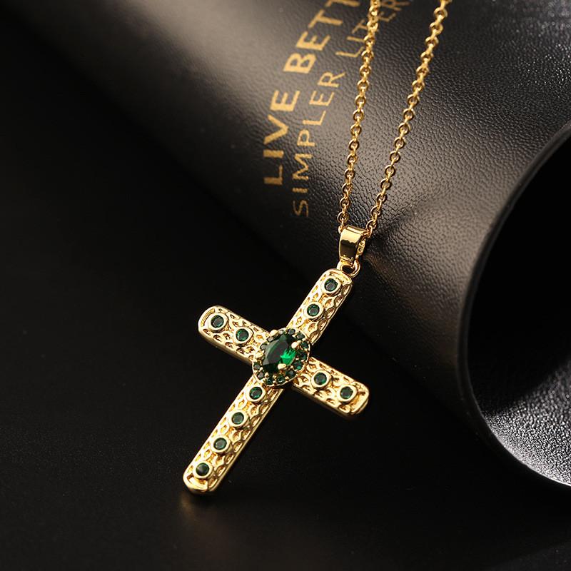 New Design Zircon Cross Pendant Necklace Stainless Steel Vintage Geometric Choker Jewelry Party Gifts For Women Girls