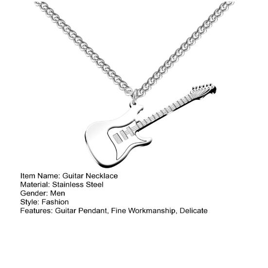 Мужское ожерелье в стиле панк, крутой хип-хоп, индивидуальное ожерелье из нержавеющей стали для бас-гитары, ожерелье на ключицу