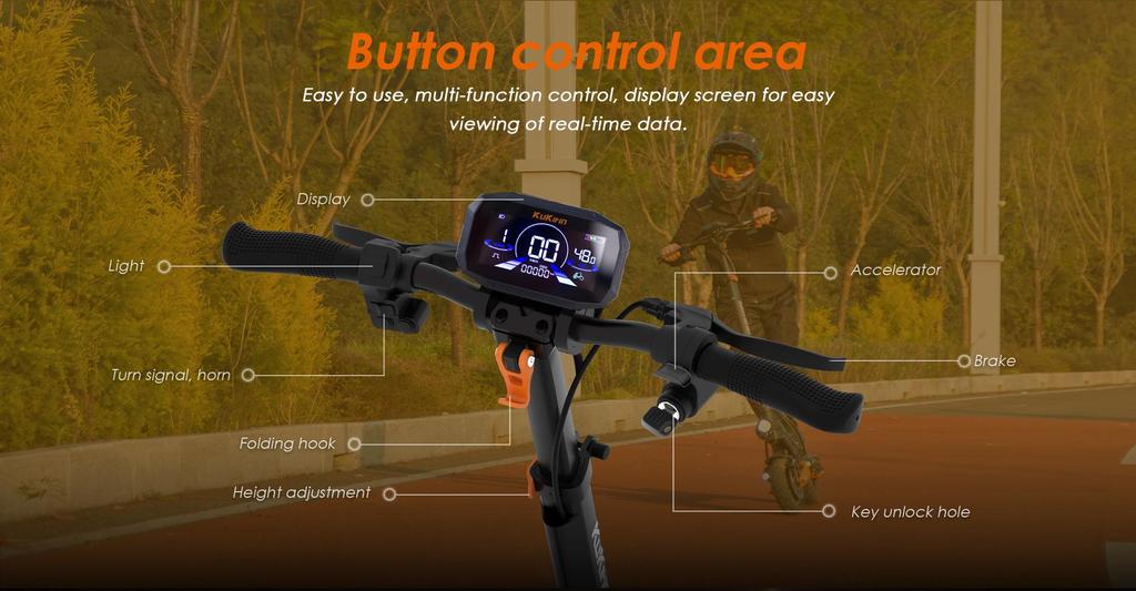 Foldable electric scooter Kukirin G2 Max, 1000W motor, 48V 20.8AH battery, top speed 55km/h, cruising range 70km, 10-inch tires