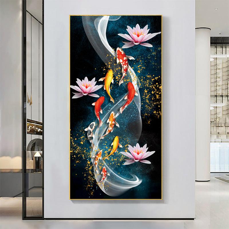 Картины с рыбками кои, современные постеры с животными, печать на холсте, абстрактные настенные художественные картины Куадрос для гостиной, домашний декор, БЕЗ РАМКИ