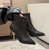 Fashion Soft Sole Niche High-end French Pointed Toe Thin Heel Skinny Boots Women's Versatile Fashion 2025 High-heeled Booties