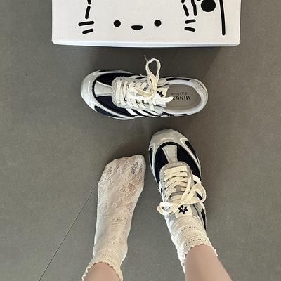 Корейская версия модных универсальных и удобных сетчатых ретро кроссовок на тонкой подошве, женские 2025 лето, легкий спорт и досуг тр