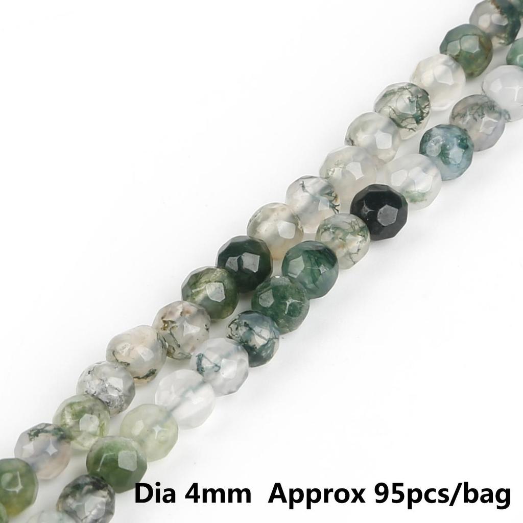Натуральный мох, трава, агат, камень, граненые круглые бусины для изготовления ювелирных изделий, браслет, сделай сам, нитка для рукоделия, 15 дюймов