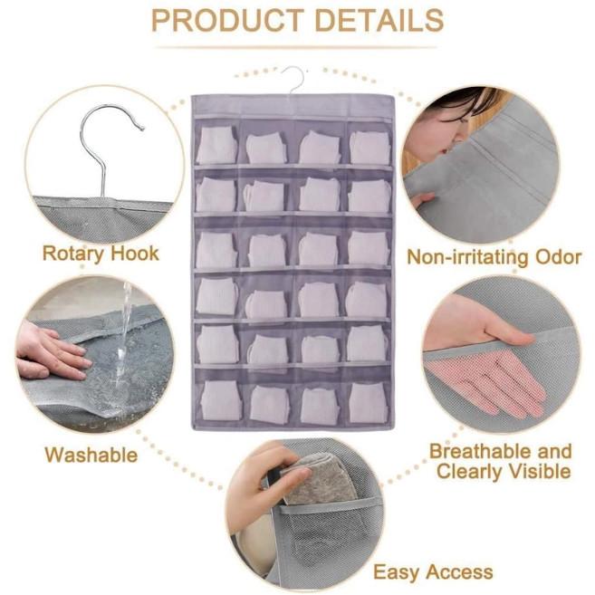 Hanging Closet Storage 36 Pockets Hanging Organiser Grey