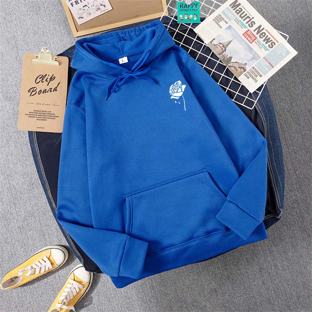 Толстовка с капюшоном с креативным узором Rose, женская, осенняя, свободная, новая, с капюшоном, с круглым вырезом, повседневная, с карманом, флисовая, женская