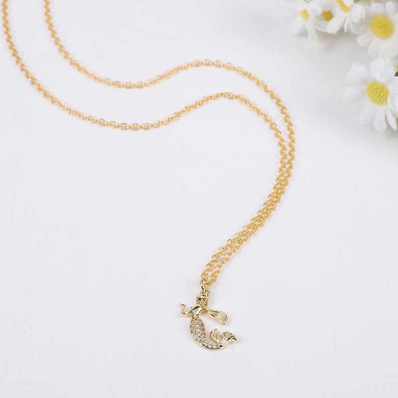 Модное и персонализированное женское колье-подвеска с инкрустацией цирконием, подвеска в виде животного, ожерелье-русалка