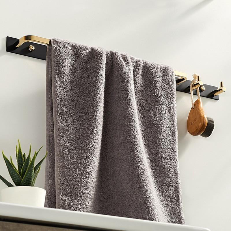Вешалка для полотенец Tuqiu Gold с крючками, настенный держатель для полотенец, черная вешалка для полотенец в ванной комнате, латунное кольцо для полотенец