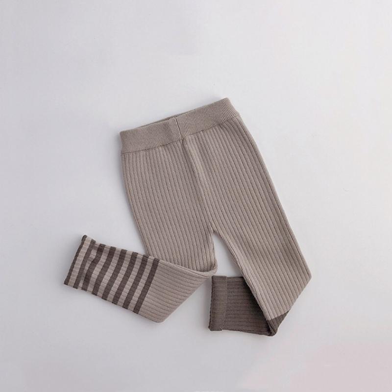 Леггинсы для девочек, брюки из хлопка, длинные трикотажные брюки, детские облегающие брюки в рубчик, повседневные эластичные брюки, зима-осень