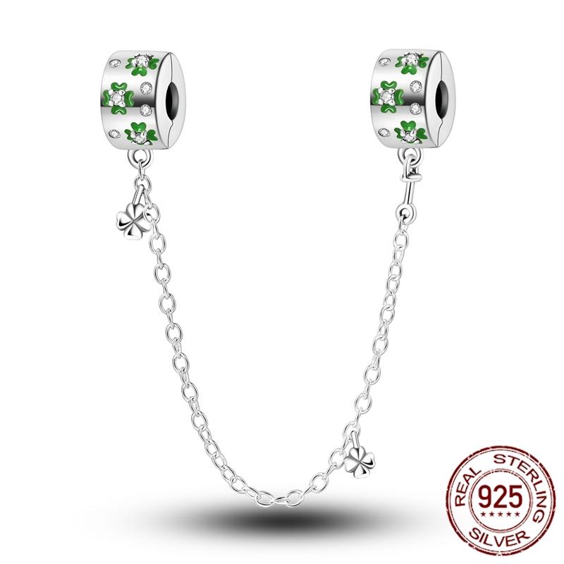 Copper Stars Moon Sun Clover Safety Chains Pendant Charms Beads Fit Original Bracelets Diy Jewelry Gift For Women