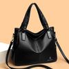 Женская черная кожаная сумка-хобо, модная наплечная сумка через плечо, большая вместимость, повседневная сумочка