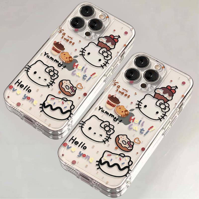 Сладкий пончик Kiki Cat Чехол для iPhone 15/14 Pro Max Мультяшный Прозрачный Чехол для Телефона
