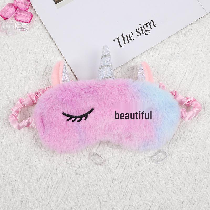 Unicorn Cartoon Plush Sleeping Eye Mask for Girls and Kids