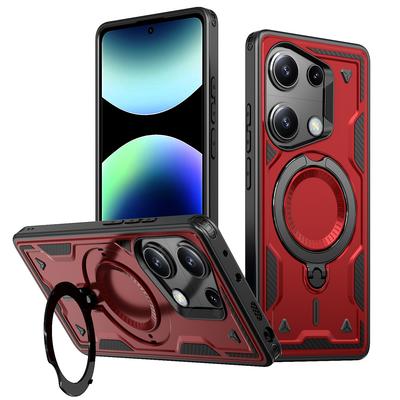 Для Redmi Note 14 164,8 мм/14S/Xiaomi Poco X6 Pro/Redmi K70E Пластиковый Жесткий Чехол с Вращающимся Кольцом-Держателем и Магнитной Зарядкой