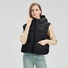 Женский осенне-зимний укороченный дутый жилет с капюшоном