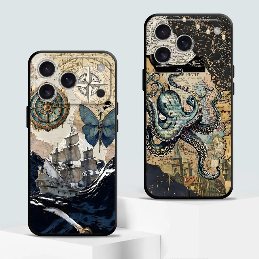 Чехол для Apple iPhone 17 Pro Max 16 Air 14 11 XR XS MAX 13 12 15 Pro 7 8 Funda Чехол для телефона Ретро-узор