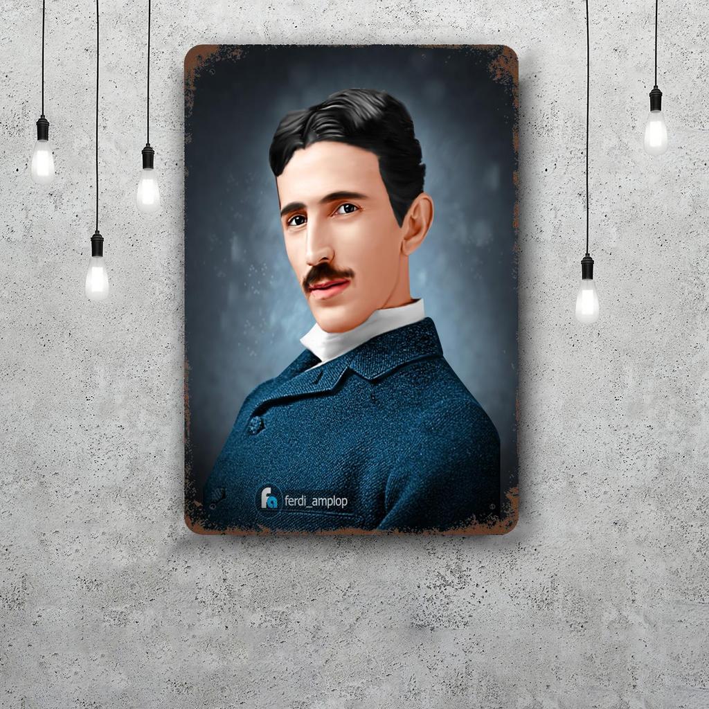 Никола Тесла Винтажная жестяная табличка Декор дома Настенный декор Искусство Настенный гобелен Украшение комнаты Декор Ретро Металлическая табличка Барные плакаты