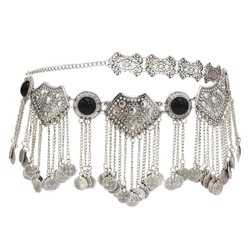 Длинные кисточки Пояс Цепочки на живот Цыганский Бохо Хиппи Украшения Цепочка на тело Цепочка на тело Афганский узор Этнический Пояс для танцев Бохо Наряд