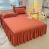 Сплошной цвет юбка-кровать, кружевная юбка с рюшами, 1 шт., чехол для кровати, покрывало для спальни, юбка-кровать, нескользящий чехол для матраса, простыня, покрывало