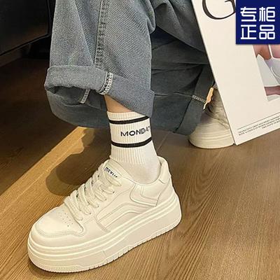 2024 осень новый студенческий универсальный интернет-знаменитый тренд корейская версия белых туфель женские туфли-бублики на платформе модная повседневная обувь